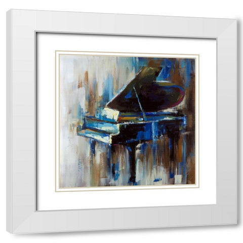 Abstract grand piano White Modern Wood Framed Art Print with Double Matting by Atelier B Art Studio