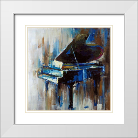Abstract grand piano White Modern Wood Framed Art Print with Double Matting by Atelier B Art Studio