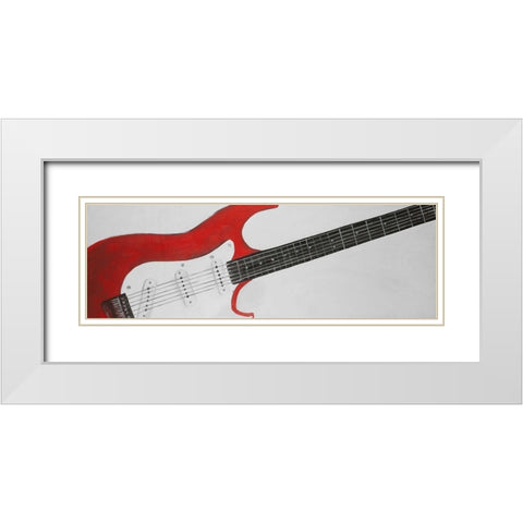 RED ROCK GUITAR White Modern Wood Framed Art Print with Double Matting by Atelier B Art Studio