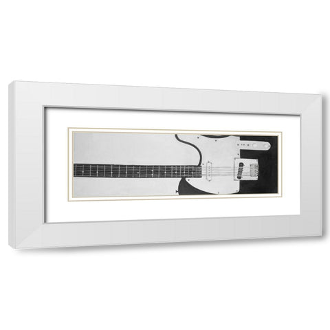 BLACK ROCK GUITAR White Modern Wood Framed Art Print with Double Matting by Atelier B Art Studio