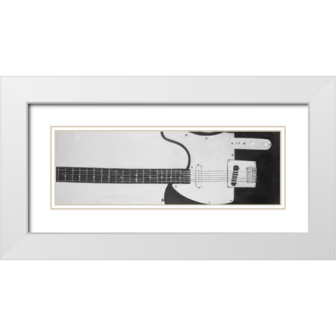 BLACK ROCK GUITAR White Modern Wood Framed Art Print with Double Matting by Atelier B Art Studio