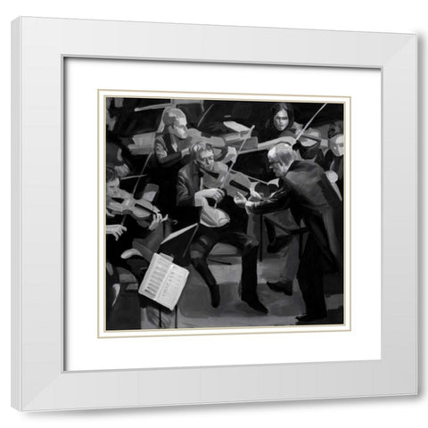 Symphony Orchestra in Music White Modern Wood Framed Art Print with Double Matting by Atelier B Art Studio
