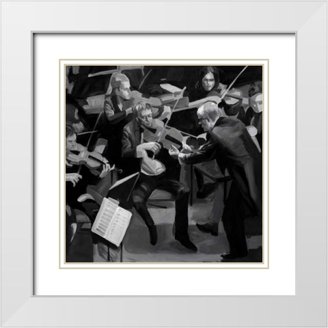 Symphony Orchestra in Music White Modern Wood Framed Art Print with Double Matting by Atelier B Art Studio