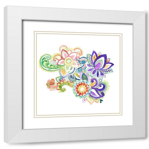 PAISLEY WATERCOLOR White Modern Wood Framed Art Print with Double Matting by Atelier B Art Studio