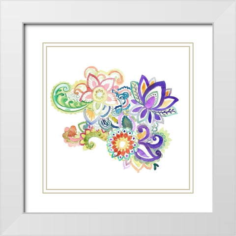PAISLEY WATERCOLOR White Modern Wood Framed Art Print with Double Matting by Atelier B Art Studio