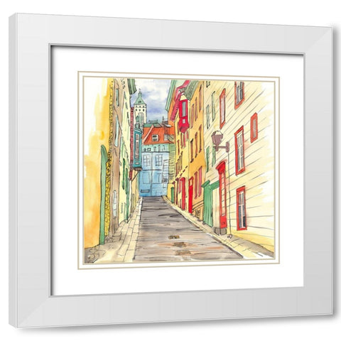 LANE IN LE PETIT CHAMPLAIN White Modern Wood Framed Art Print with Double Matting by Atelier B Art Studio