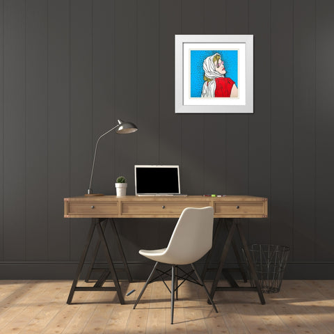 POP ART WOMAN White Modern Wood Framed Art Print with Double Matting by Atelier B Art Studio