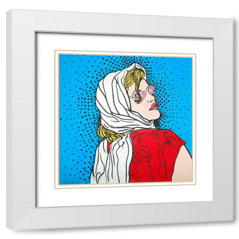 POP ART WOMAN White Modern Wood Framed Art Print with Double Matting by Atelier B Art Studio