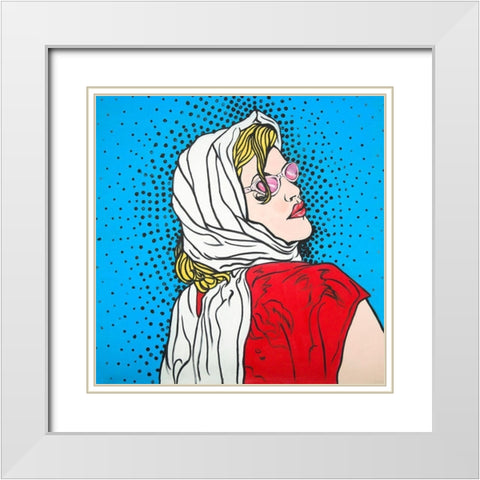 POP ART WOMAN White Modern Wood Framed Art Print with Double Matting by Atelier B Art Studio