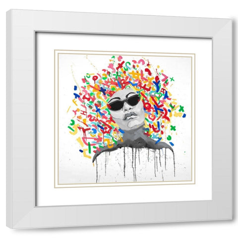 WOMAN STREET ART POP White Modern Wood Framed Art Print with Double Matting by Atelier B Art Studio