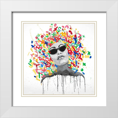 WOMAN STREET ART POP White Modern Wood Framed Art Print with Double Matting by Atelier B Art Studio