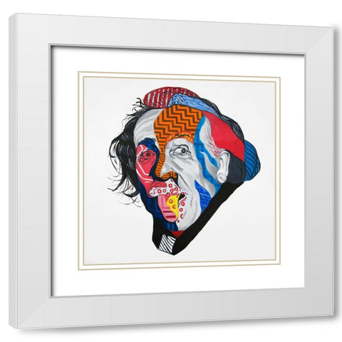 ABSTRACT ALBERT EINSTEIN White Modern Wood Framed Art Print with Double Matting by Atelier B Art Studio