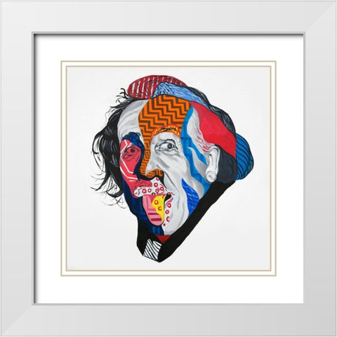 ABSTRACT ALBERT EINSTEIN White Modern Wood Framed Art Print with Double Matting by Atelier B Art Studio