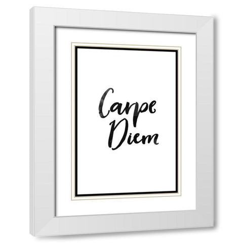 CARPE DIEM White Modern Wood Framed Art Print with Double Matting by Atelier B Art Studio