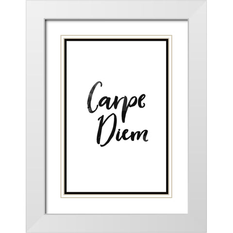 CARPE DIEM White Modern Wood Framed Art Print with Double Matting by Atelier B Art Studio