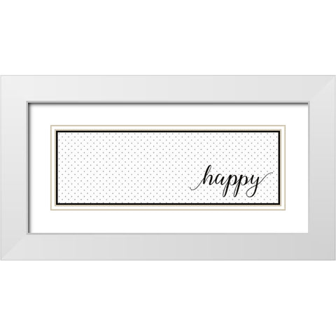 HAPPY White Modern Wood Framed Art Print with Double Matting by Atelier B Art Studio