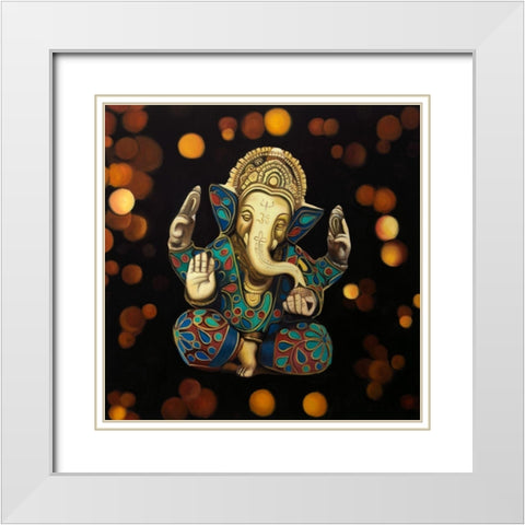 GANESH White Modern Wood Framed Art Print with Double Matting by Atelier B Art Studio