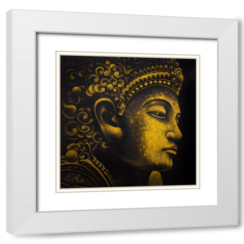 BUDDHA OF INDONESIA White Modern Wood Framed Art Print with Double Matting by Atelier B Art Studio