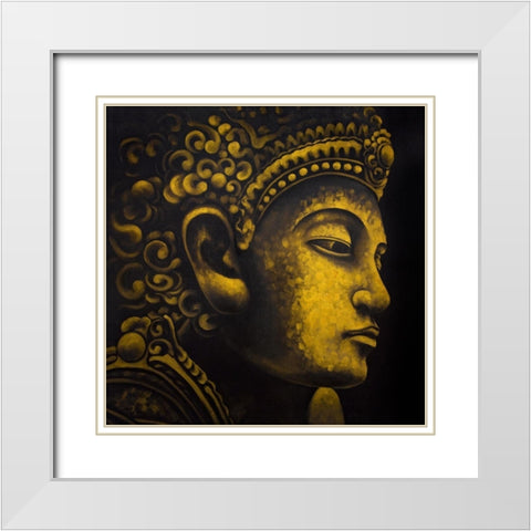 BUDDHA OF INDONESIA White Modern Wood Framed Art Print with Double Matting by Atelier B Art Studio