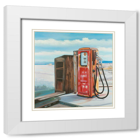 OLD GAS PUMP White Modern Wood Framed Art Print with Double Matting by Atelier B Art Studio
