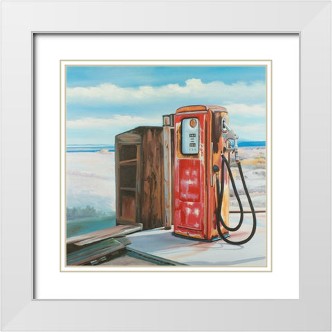 OLD GAS PUMP White Modern Wood Framed Art Print with Double Matting by Atelier B Art Studio