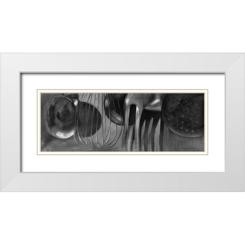 Kitchen Tools White Modern Wood Framed Art Print with Double Matting by Atelier B Art Studio