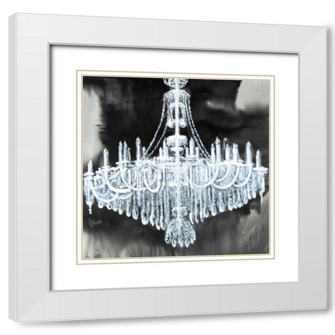 Glam Chandelier White Modern Wood Framed Art Print with Double Matting by Atelier B Art Studio