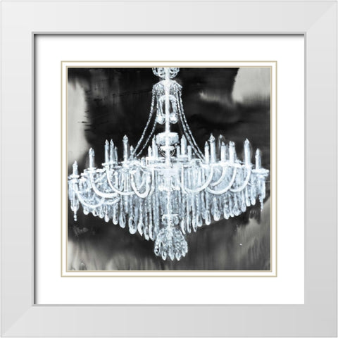 Glam Chandelier White Modern Wood Framed Art Print with Double Matting by Atelier B Art Studio
