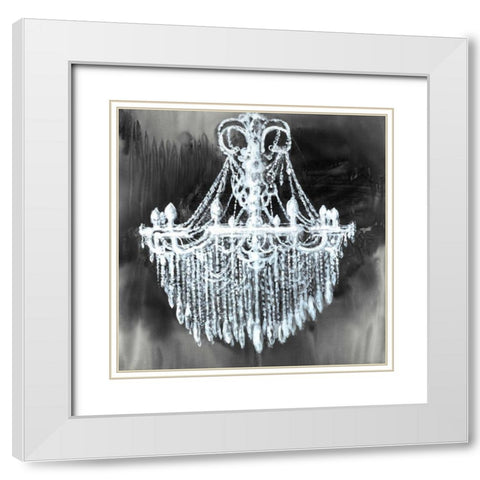 Big Glam Chandelier White Modern Wood Framed Art Print with Double Matting by Atelier B Art Studio