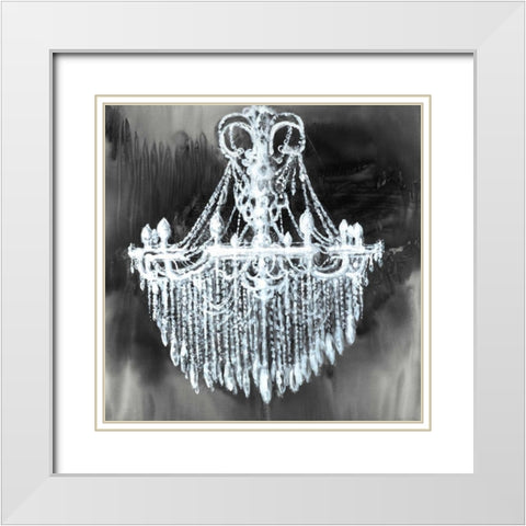 Big Glam Chandelier White Modern Wood Framed Art Print with Double Matting by Atelier B Art Studio