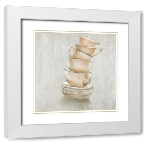 Coffee Mugs White Modern Wood Framed Art Print with Double Matting by Atelier B Art Studio