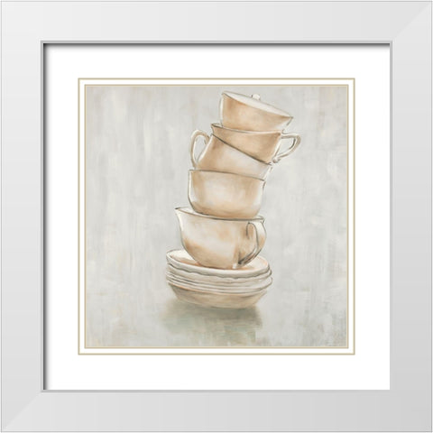 Coffee Mugs White Modern Wood Framed Art Print with Double Matting by Atelier B Art Studio