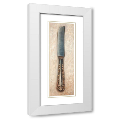 Vintage Butter Knife White Modern Wood Framed Art Print with Double Matting by Atelier B Art Studio