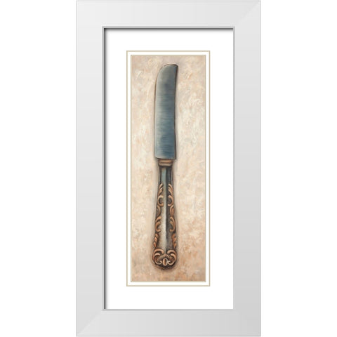 Vintage Butter Knife White Modern Wood Framed Art Print with Double Matting by Atelier B Art Studio