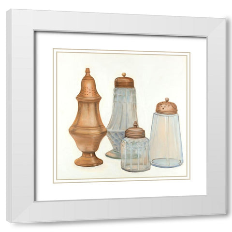 Antique Salt and Pepper Shaker White Modern Wood Framed Art Print with Double Matting by Atelier B Art Studio