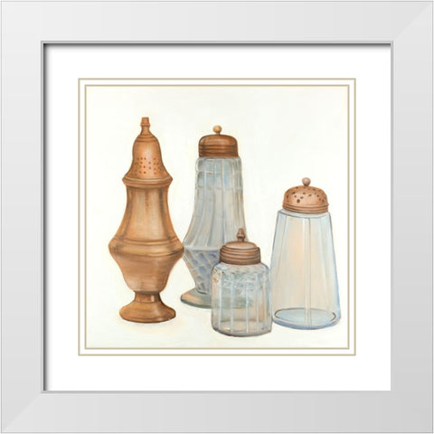 Antique Salt and Pepper Shaker White Modern Wood Framed Art Print with Double Matting by Atelier B Art Studio