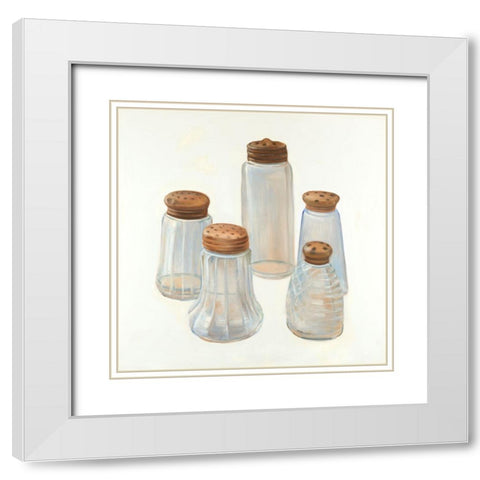 Vintage Salt and Pepper Shaker White Modern Wood Framed Art Print with Double Matting by Atelier B Art Studio