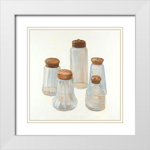 Vintage Salt and Pepper Shaker White Modern Wood Framed Art Print with Double Matting by Atelier B Art Studio