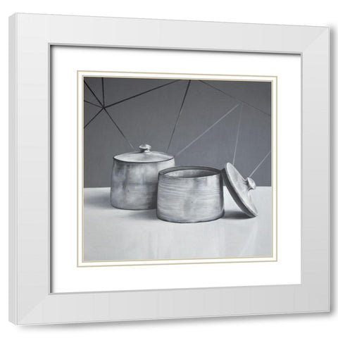 OLD POT WITH LID White Modern Wood Framed Art Print with Double Matting by Atelier B Art Studio