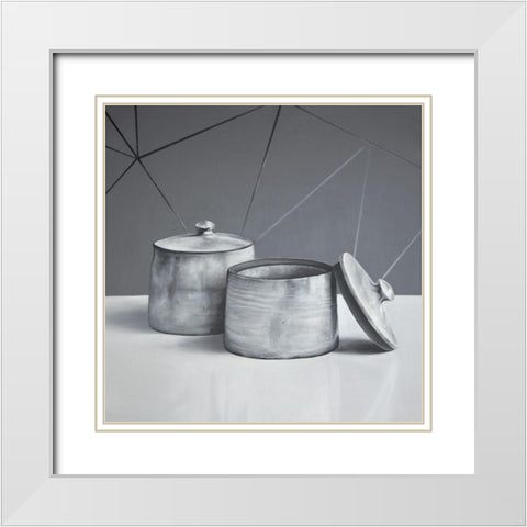 OLD POT WITH LID White Modern Wood Framed Art Print with Double Matting by Atelier B Art Studio