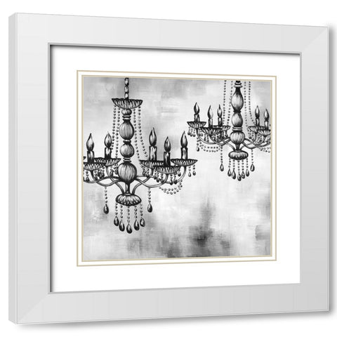 TWO CRYSTAL CHANDELIERS White Modern Wood Framed Art Print with Double Matting by Atelier B Art Studio