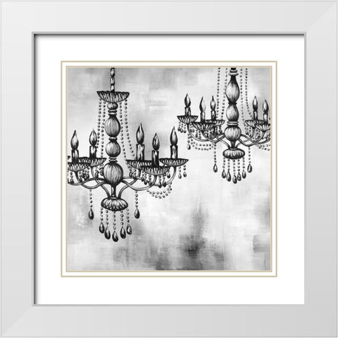 TWO CRYSTAL CHANDELIERS White Modern Wood Framed Art Print with Double Matting by Atelier B Art Studio