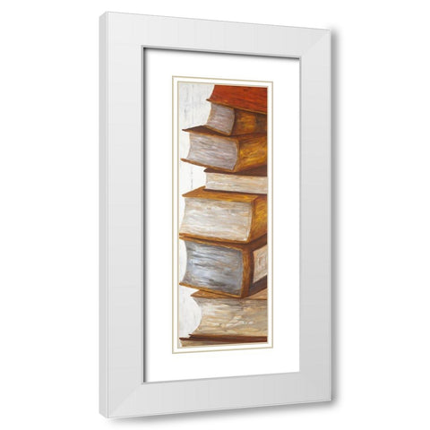 PILE OF BOOKS White Modern Wood Framed Art Print with Double Matting by Atelier B Art Studio