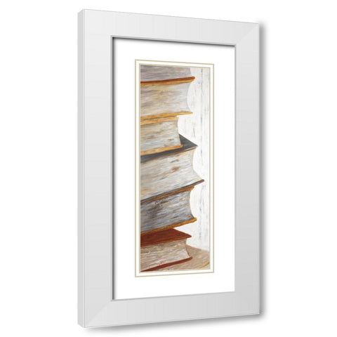 MOUNTAIN OF BOOKS White Modern Wood Framed Art Print with Double Matting by Atelier B Art Studio