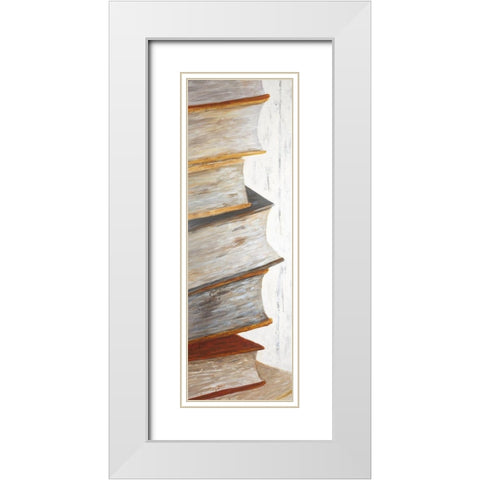MOUNTAIN OF BOOKS White Modern Wood Framed Art Print with Double Matting by Atelier B Art Studio