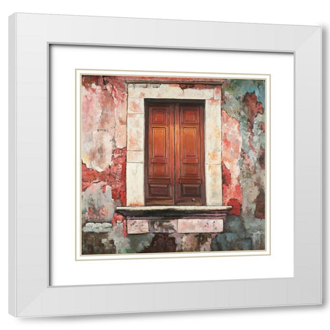 DOOR OF AN OLD RED BUILDING White Modern Wood Framed Art Print with Double Matting by Atelier B Art Studio