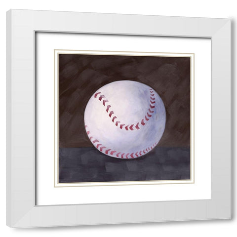 BASEBALL BALL White Modern Wood Framed Art Print with Double Matting by Atelier B Art Studio