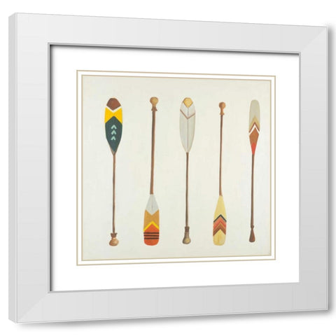 Canoe Paddles White Modern Wood Framed Art Print with Double Matting by Atelier B Art Studio