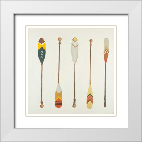 Canoe Paddles White Modern Wood Framed Art Print with Double Matting by Atelier B Art Studio