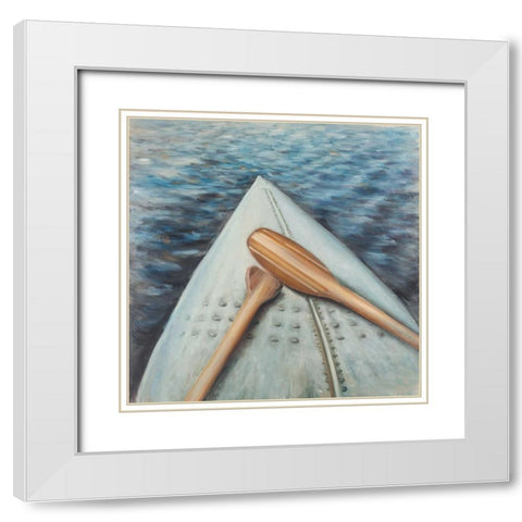 Canoe Adventure Paddle White Modern Wood Framed Art Print with Double Matting by Atelier B Art Studio